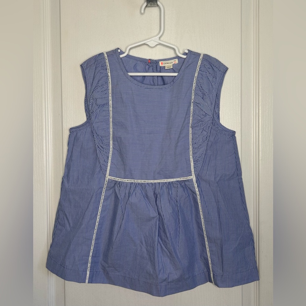 Crewcuts NWT J Crew Girls Ruffle Sleeve Striped Shirt Sz 10 Summer Nautical